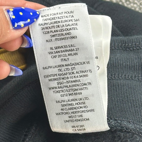 Polo Ralph Lauren Joggers Men L Black Triple Pony Patch 3 Cotton Blend Fleece - Picture 11 of 15